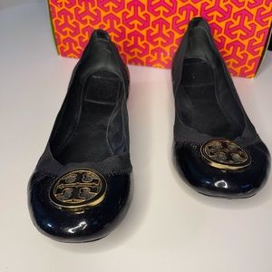 Black Tory Burch Caroline Elastic Ballet Flats